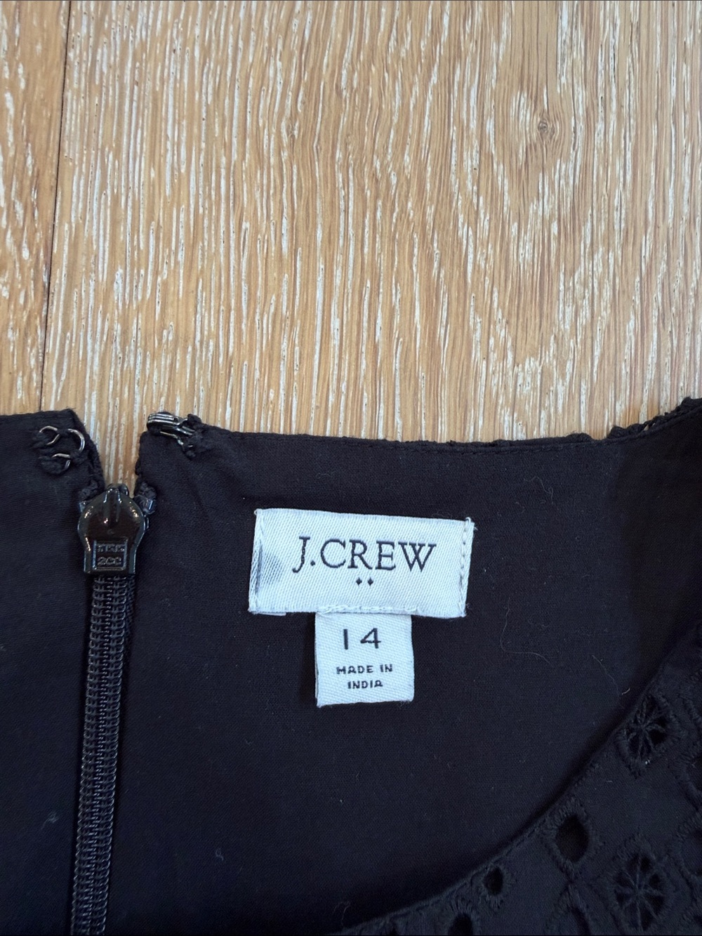 J. Crew Black Eyelet Midi Dress Size 14 - Picture 4 of 8